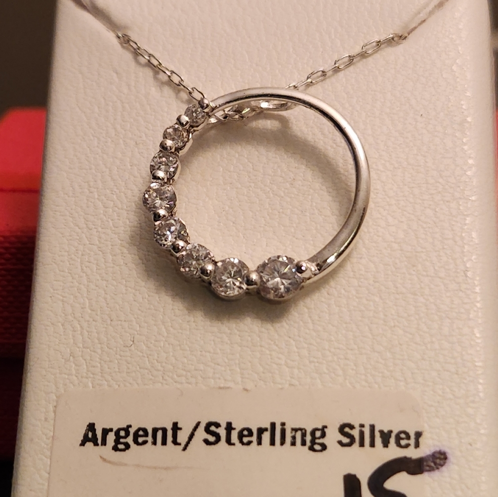 NEW STERLING SILVER 925 "CRYSTAL HEART" NECKLACE